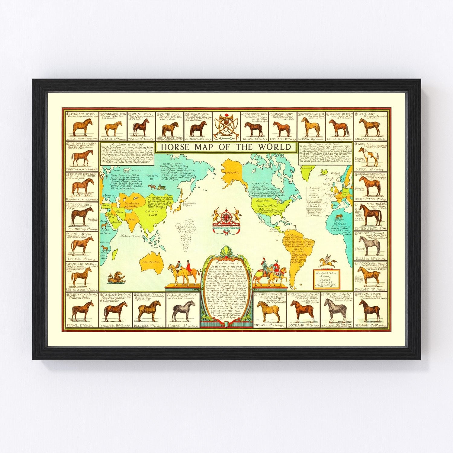 World Map of Horses, 1934