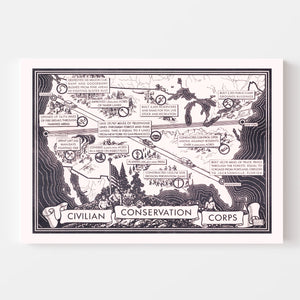 Vintage Map of Civilian Conservation Corp United States, 1935