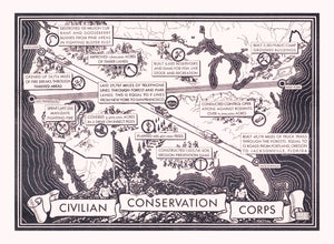Vintage Map of Civilian Conservation Corp United States, 1935