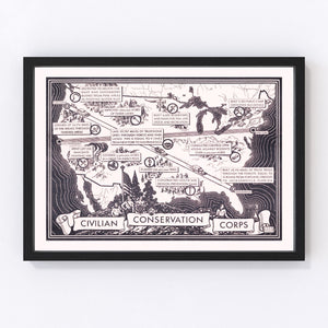 Vintage Map of Civilian Conservation Corp United States, 1935