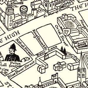 Vintage Map of Oxford University, 1950