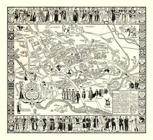 Vintage Map of Oxford University, 1950