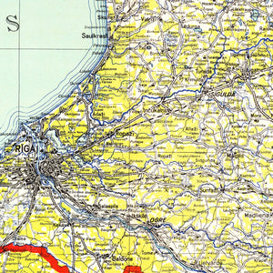 Vintage Map of Latvia 1950