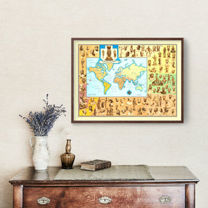 World Map of Races And Where They Live, 1944