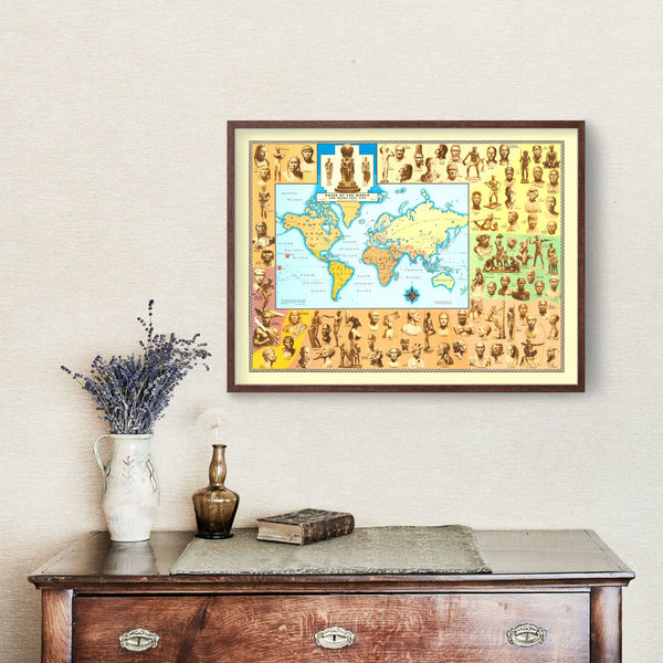 World Map of Races And Where They Live, 1944 - Home and Tower