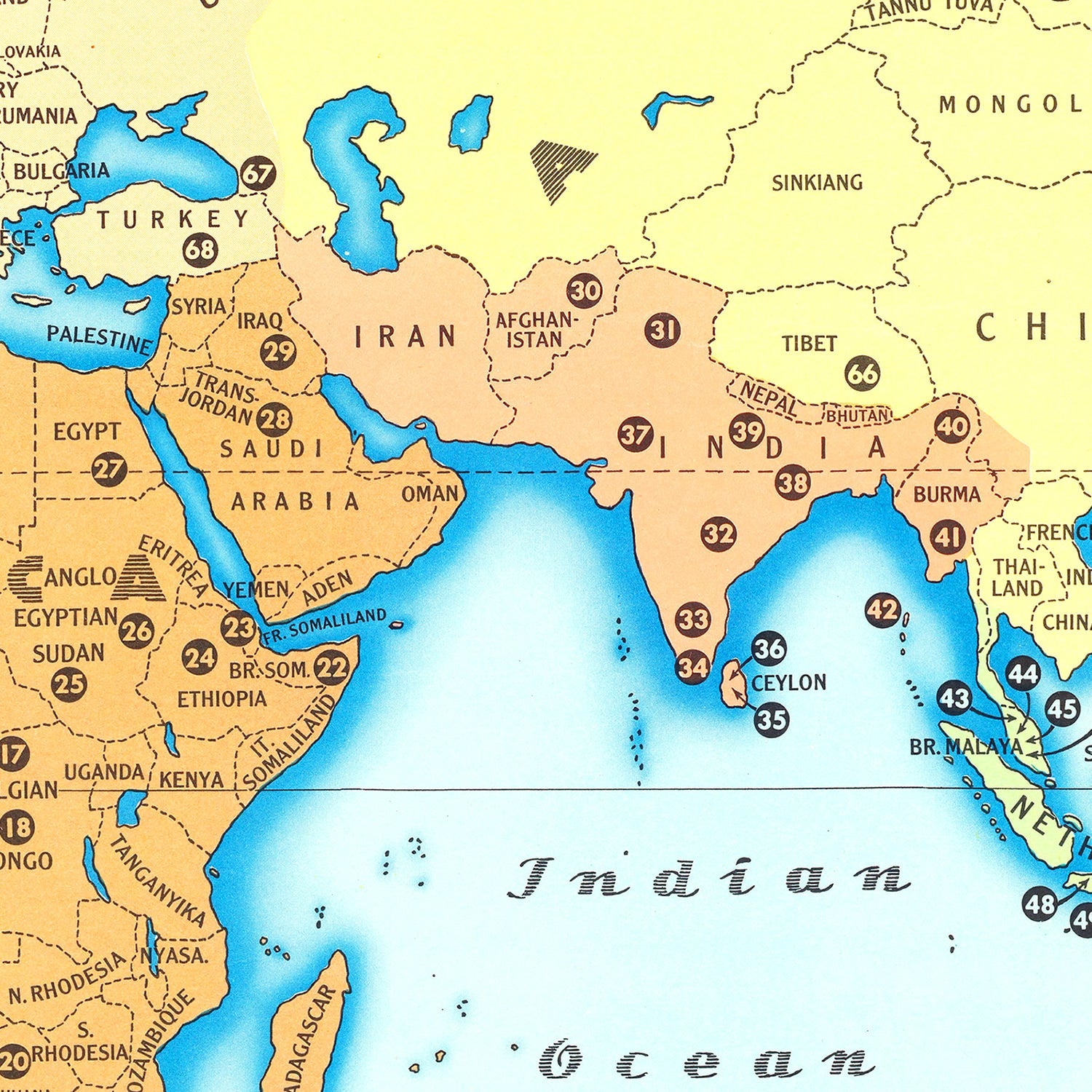 World Map of Races And Where They Live, 1944