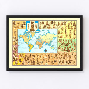 World Map of Races And Where They Live, 1944