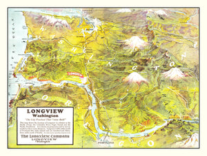Vintage Map of Longview, Washington 1923