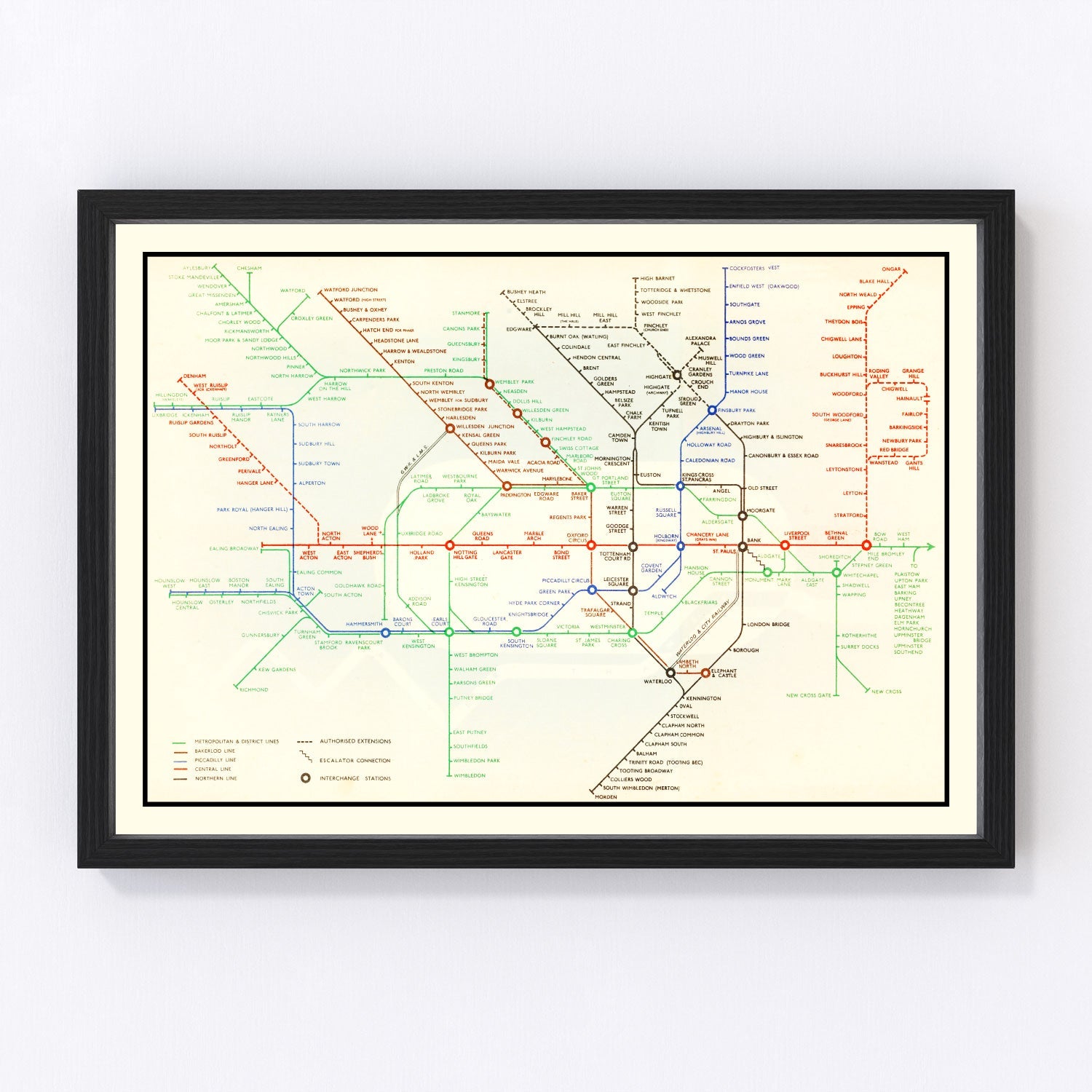 Vintage Railroad Map of London 1938