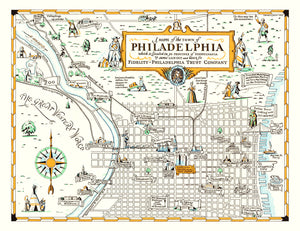 Vintage Map of Philadelphia, Pennsylvania 1940