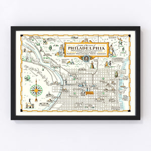 Vintage Map of Philadelphia, Pennsylvania 1940