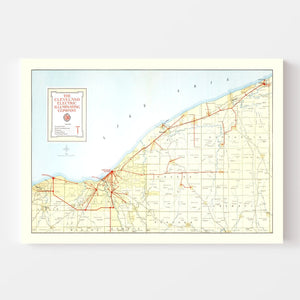 Vintage Map of Cleveland, Ohio 1926