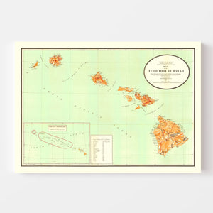 Vintage Map of Hawaii 1918