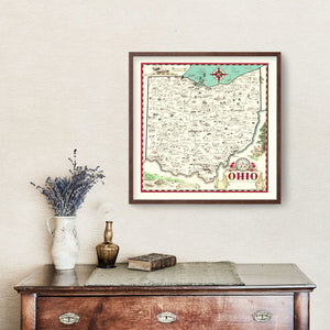 Vintage Map of Ohio 1940