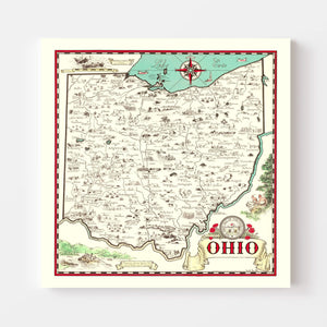 Vintage Map of Ohio 1940