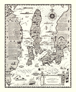 Vintage Map of Narragansett Bay, 1932