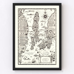 Vintage Map of Narragansett Bay, 1932