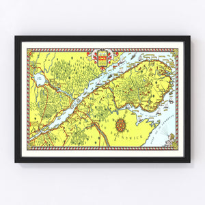 Vintage Map of Gaspe Peninsula, 1929