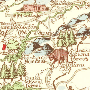 Vintage Map of Appalachia, 1950