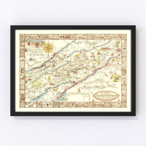 Vintage Map of Appalachia, 1950