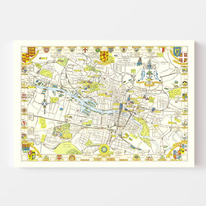 Vintage Map of Glasgow, Scotland 1938