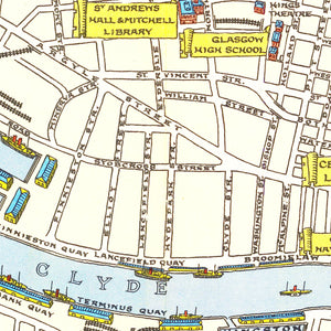 Vintage Map of Glasgow, Scotland 1938