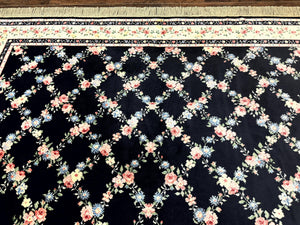 Karastan Rug 8.8 x 12, Garden of Eden #509/1270, Ebony Trellis, Vintage Discontinued Wool Pile Karastan Carpet