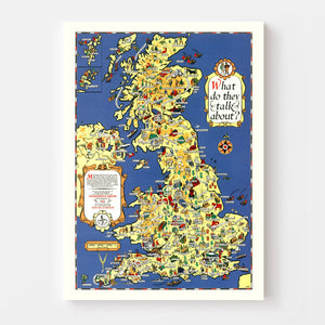 Vintage Pictorial Map of the British Isles, 1951
