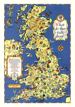Vintage Pictorial Map of the British Isles, 1951
