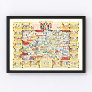 Vintage Map of Birmingham, England 1940