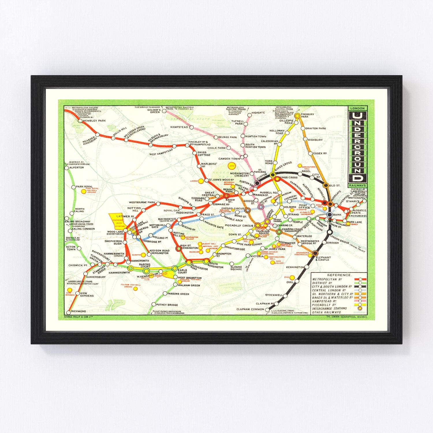 Vintage Railroad Map of London 1912