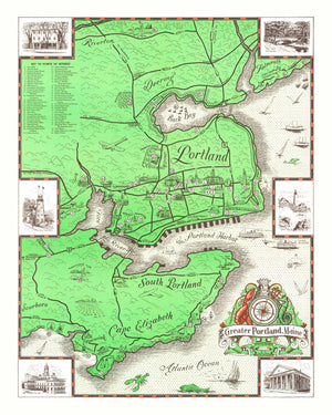 Vintage Map of Portland, Maine 1948
