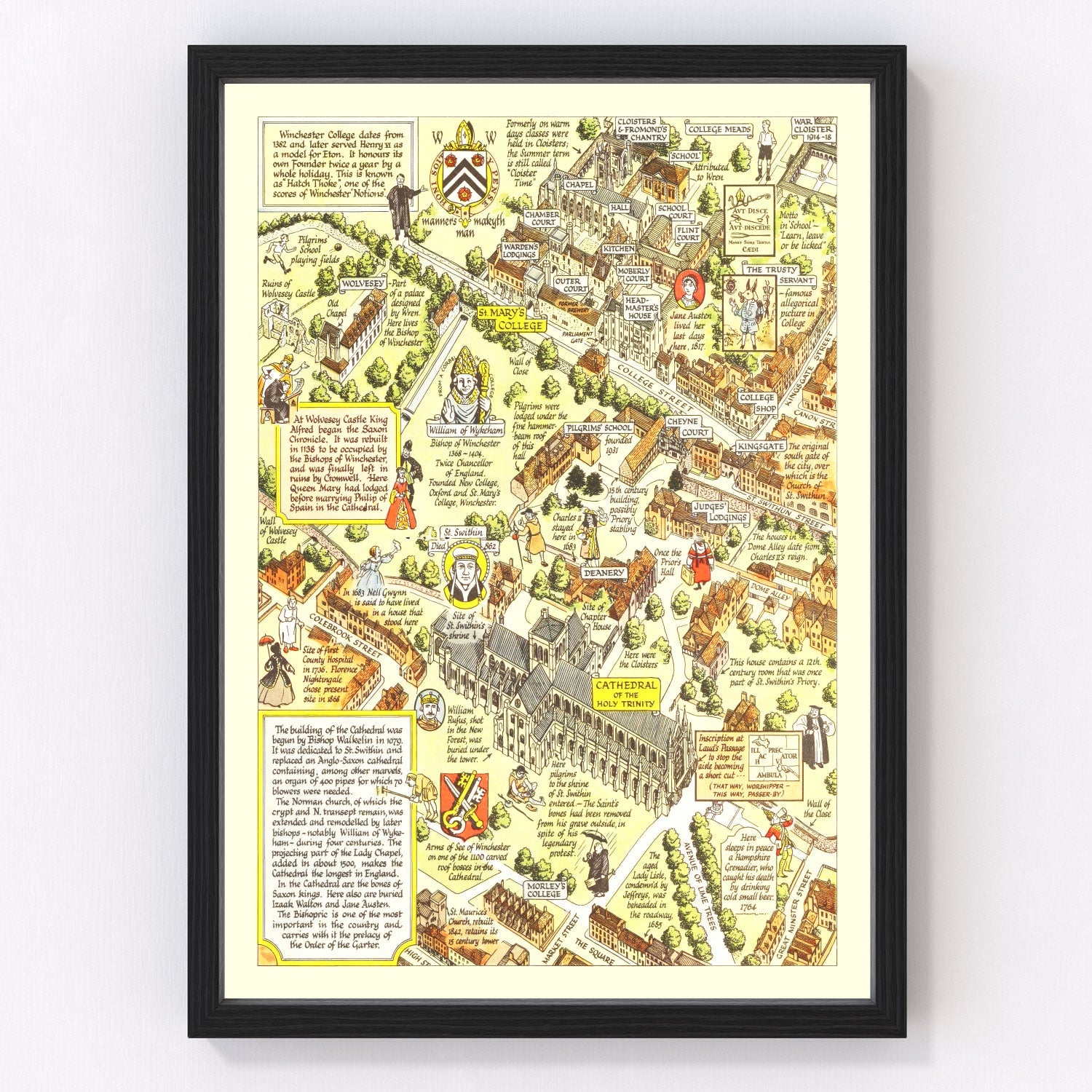 Vintage Map of Winchester, England 1948
