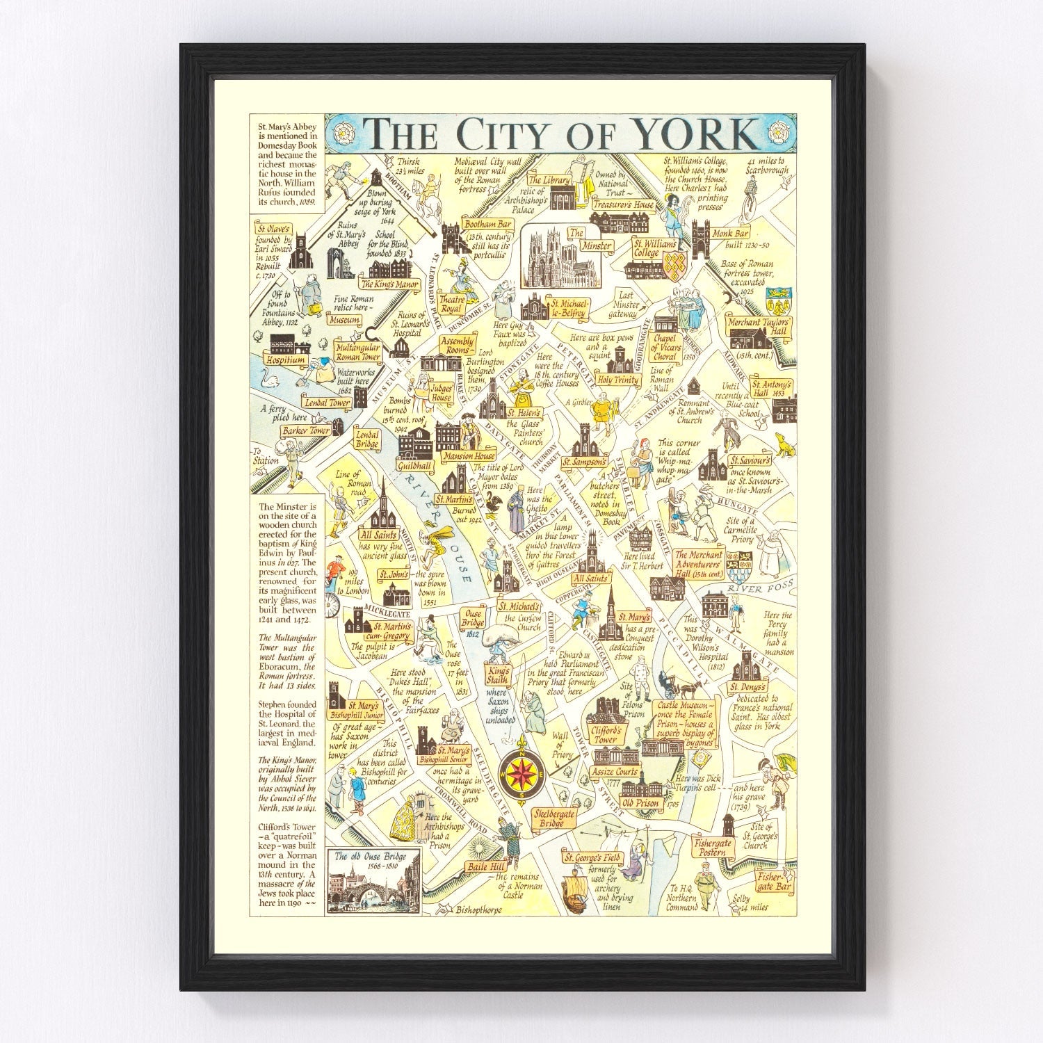 Vintage Map of York, England 1948