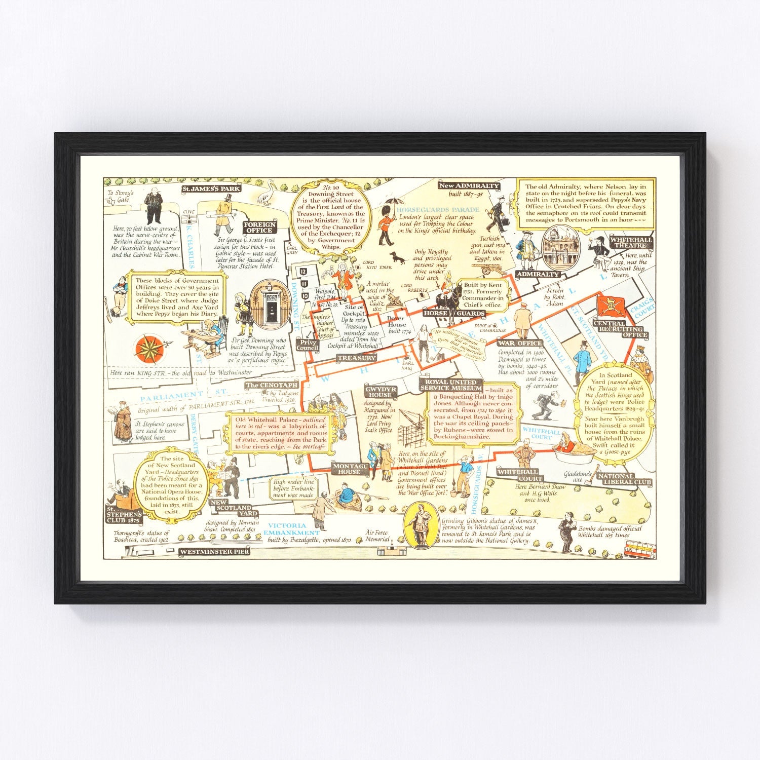 Vintage Map of Whitehall, 1948