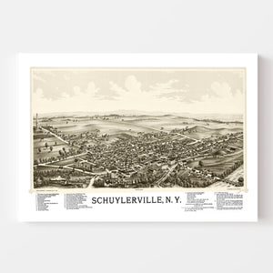 Vintage Map of Schuylerville, New York 1889