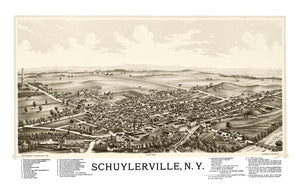 Vintage Map of Schuylerville, New York 1889