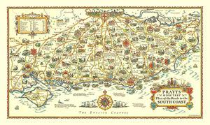 Vintage Map of England's South Coast, 1932