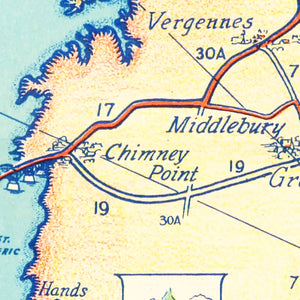 Vintage Map of Lake Champlain, 1939