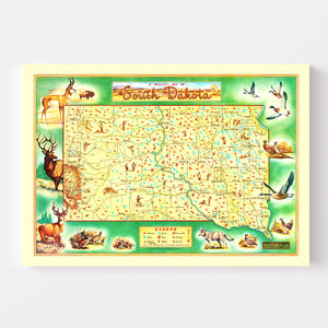 Vintage Map of South Dakota 1946
