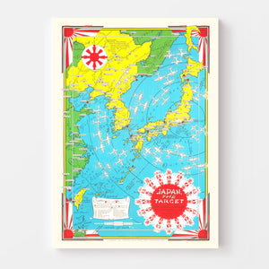 Vintage Military Map of Japan, 1944