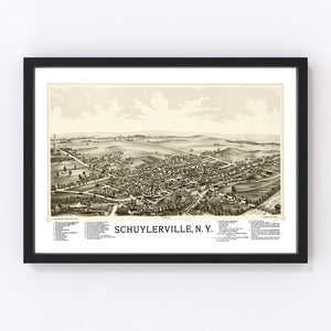Vintage Map of Schuylerville, New York 1889