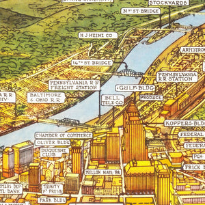Vintage Map of Pittsburgh, Pennsylvania 1939