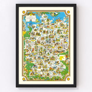 Vintage Fairy Tale Map of Germany, 1960