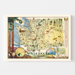 Vintage Map of Washington 1948