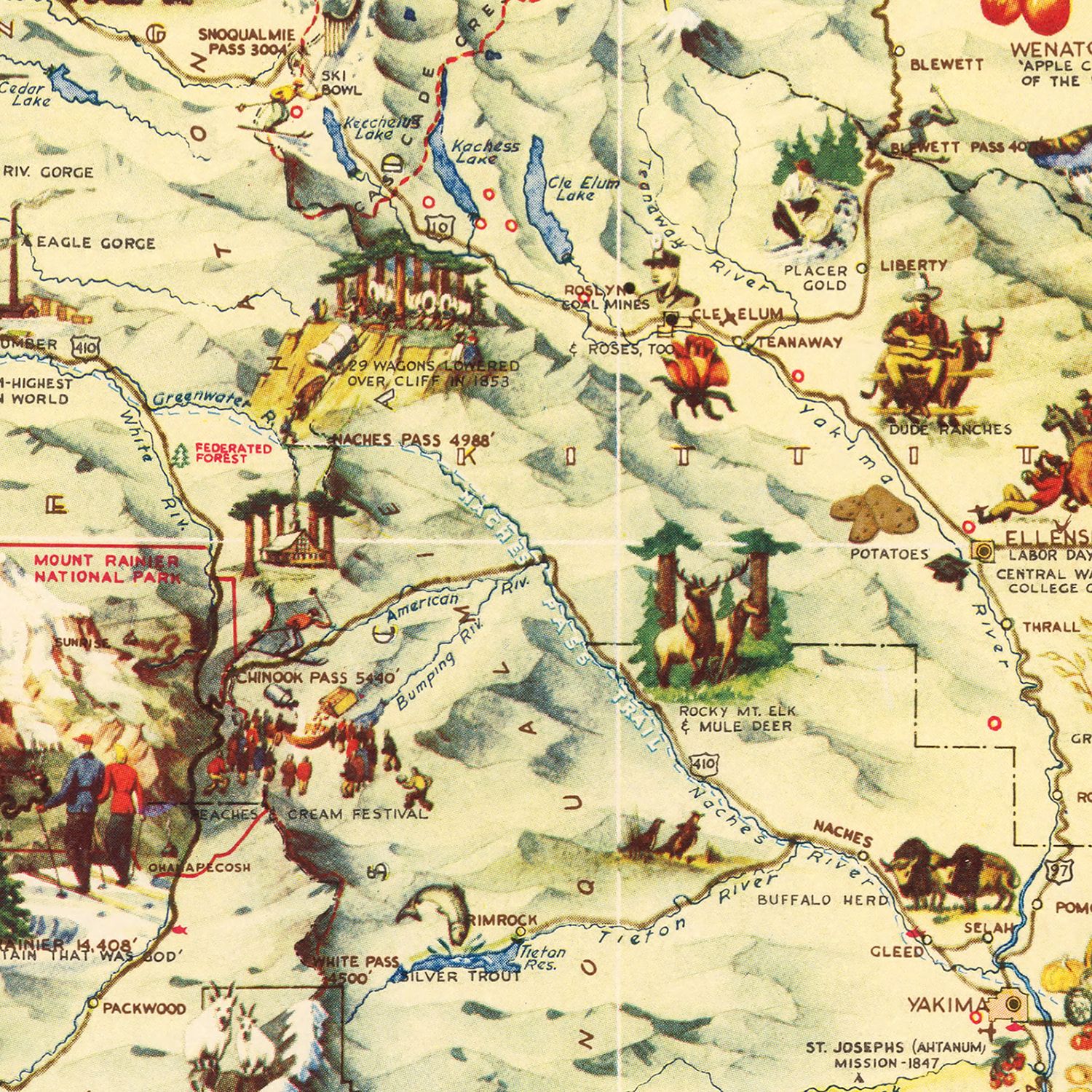 Vintage Map of Washington 1948