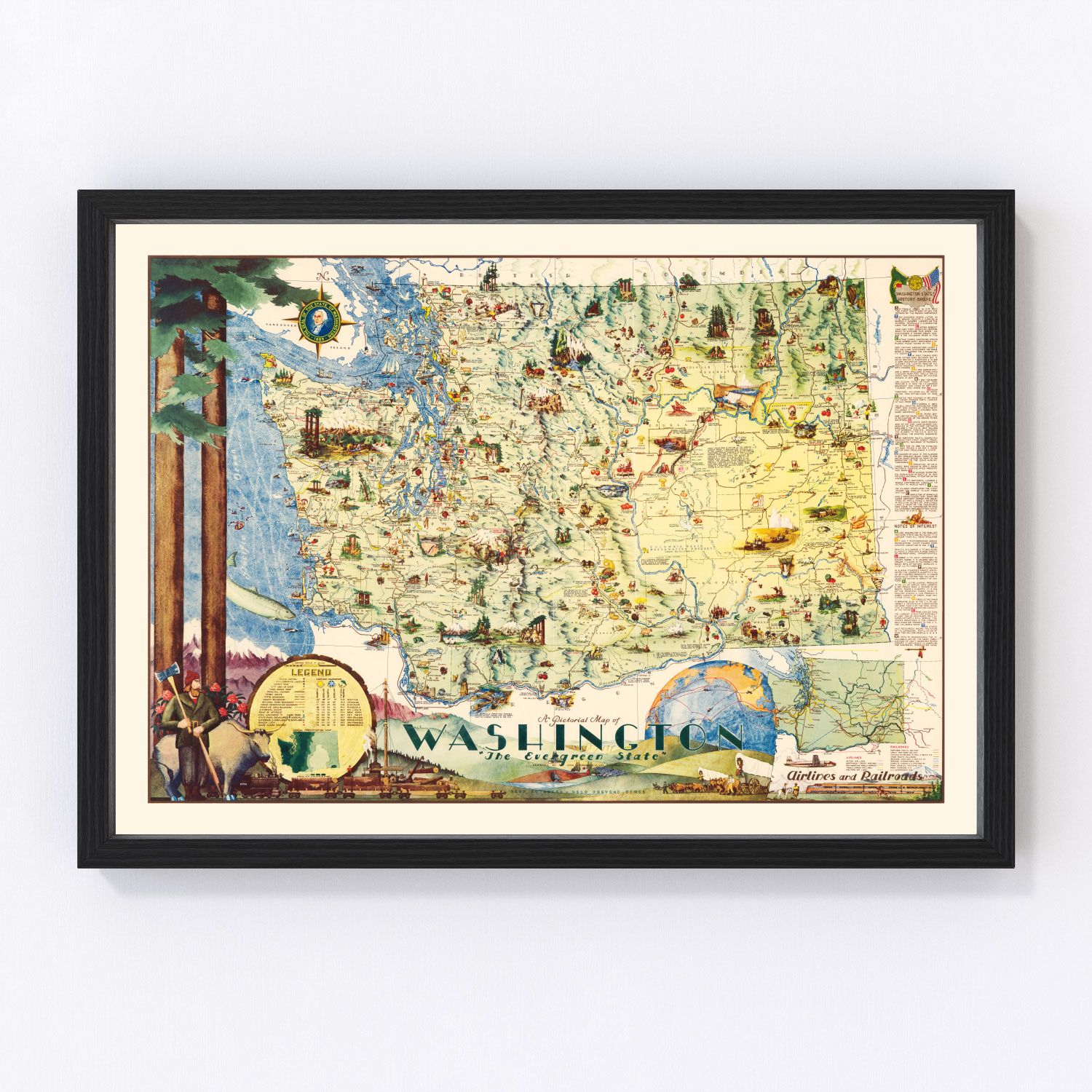 Vintage Map of Washington 1948