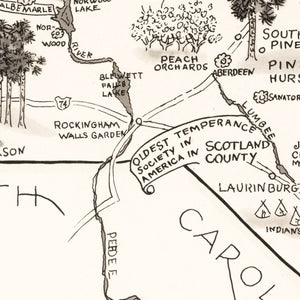 Vintage Map of North Carolina 1937