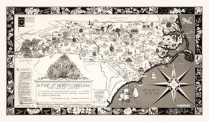 Vintage Map of North Carolina 1937