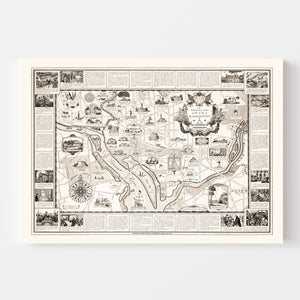 Vintage Map of Washington, DC, Washington DC 1938